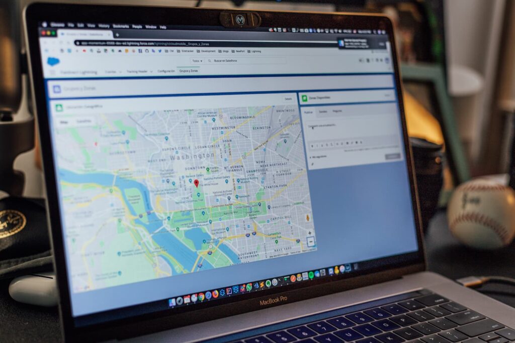 Open browser page displaying a map with a location marker